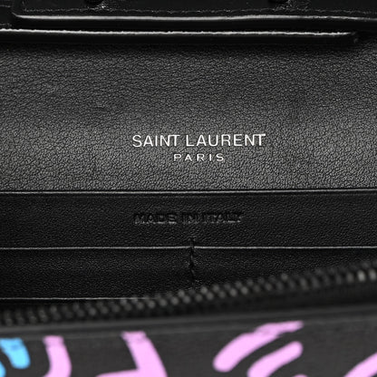 Saint Laurent Grain De Poudre Medium Classic Monogram Multicolor Graphic Print Chain Wallet Black 6 of 14