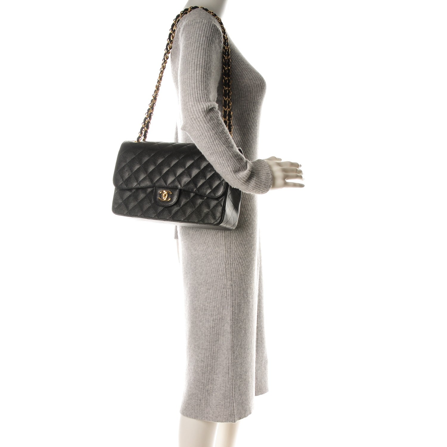 Chanel Caviar Quilted Jumbo Double Flap Black 2 of 8