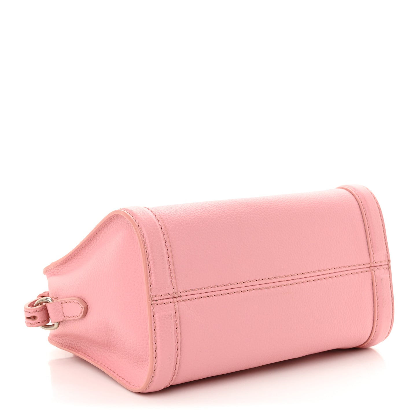 Pebbled Calfskin Mini Skull Padlock Zip Around Tote Petal