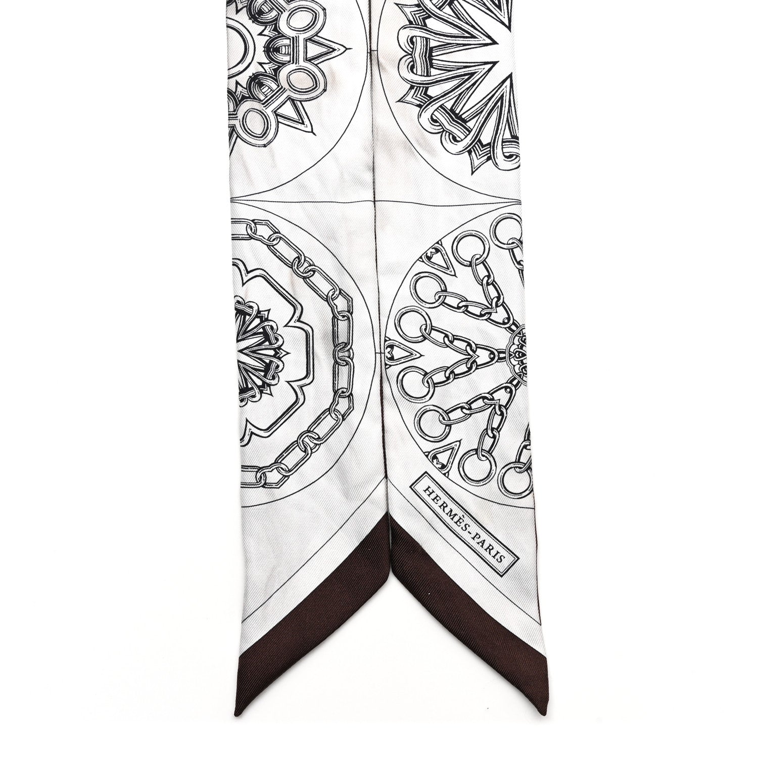 Hermes Silk Effet Kaleidoscope Twilly White Anthracite Marron 2 of 7