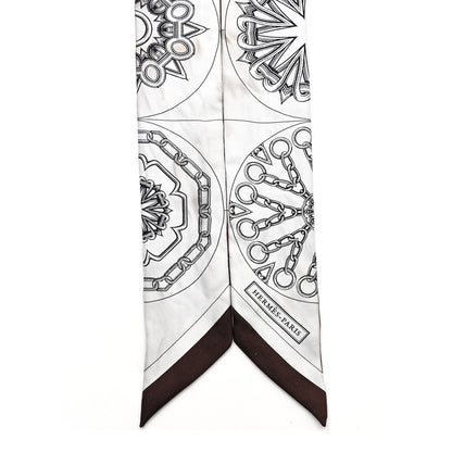 Hermes Silk Effet Kaleidoscope Twilly White Anthracite Marron 2 of 7