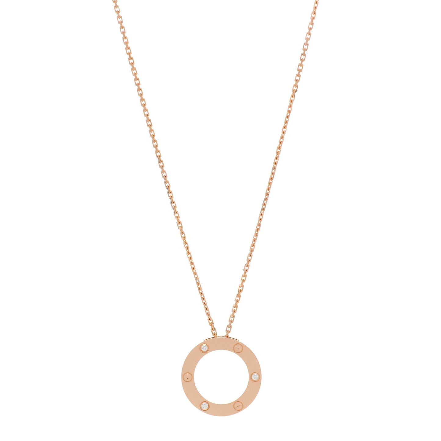 18K Pink Gold 3 Diamonds LOVE Pendant Necklace