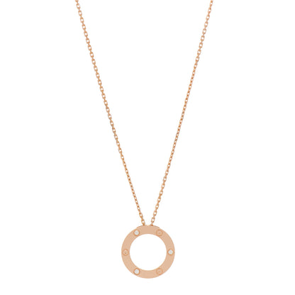 Cartier 18K Pink Gold 3 Diamonds LOVE Pendant Necklace 1 of 5