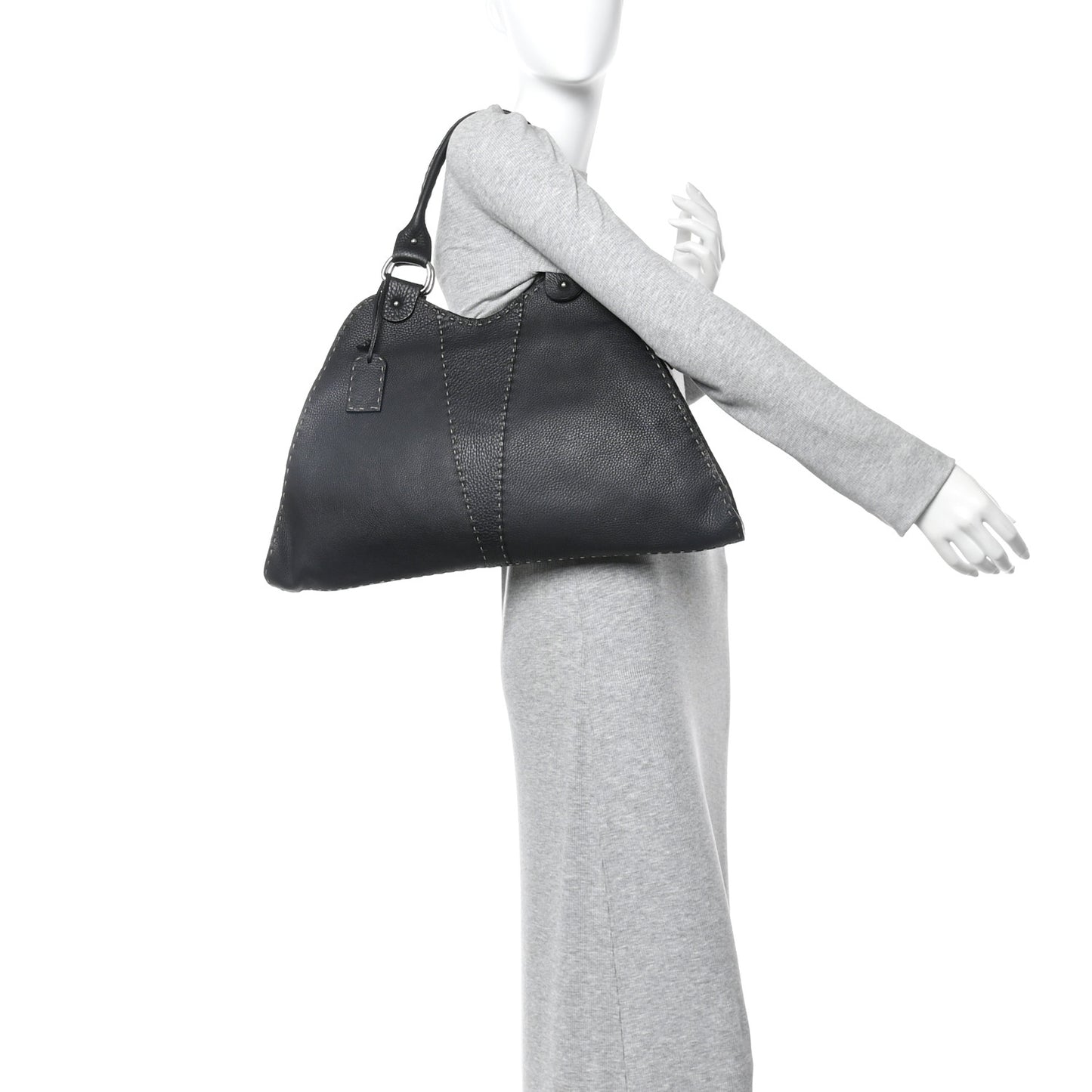 Calfskin Romano Selleria Diablo Large Shopper Black