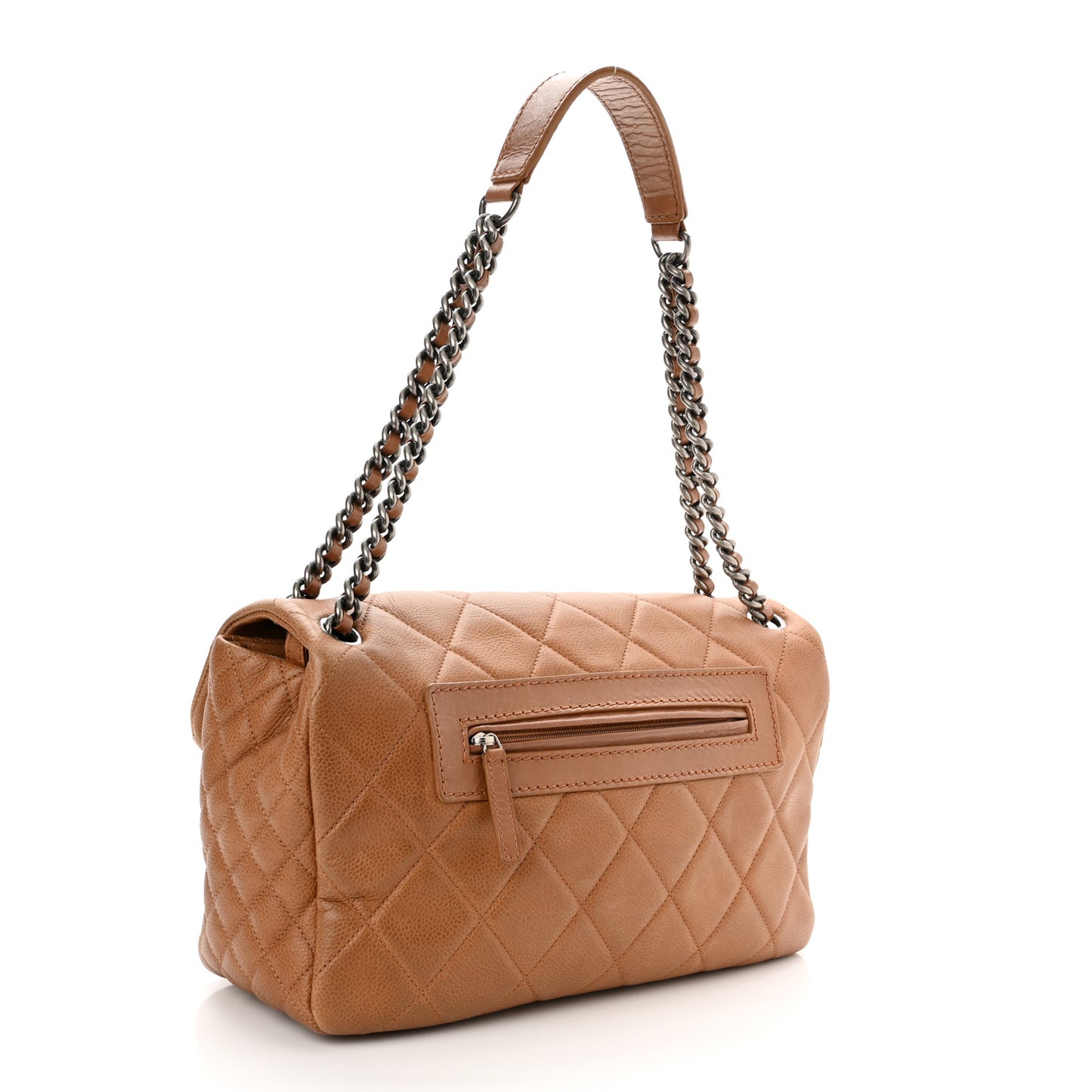 Caviar Quilted Coco Casual Flap Light Brown