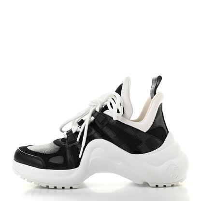 Louis Vuitton Calfskin Technical Nylon Damier Graphite LV Archlight Sneakers 36 Black White 1 of 11