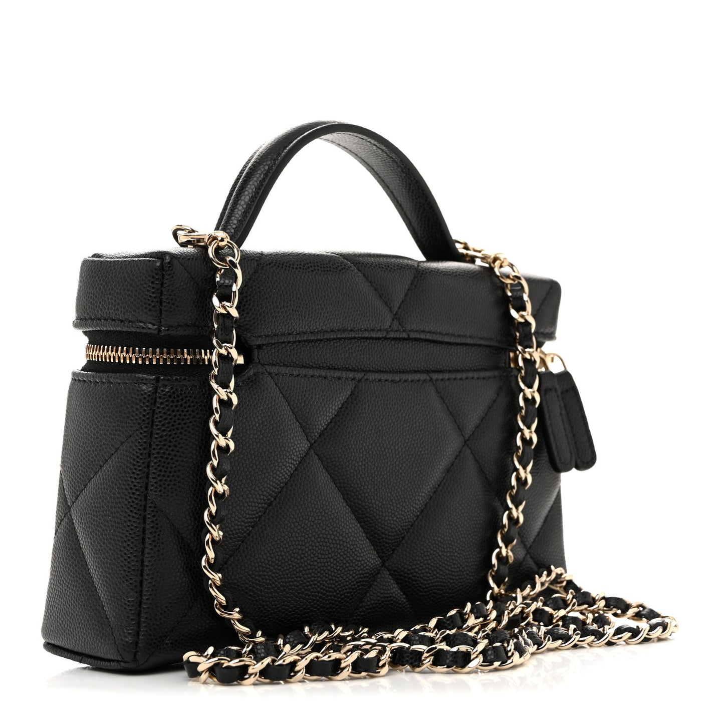 Caviar Quilted Top Handle Slim Vanity With Chain Black