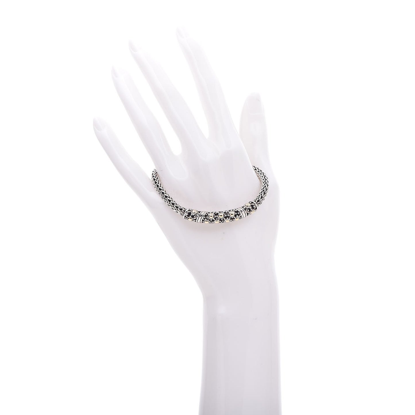 Sterling Silver 18K Yellow Gold Jaisalmer Wheat Chain Dot Bracelet