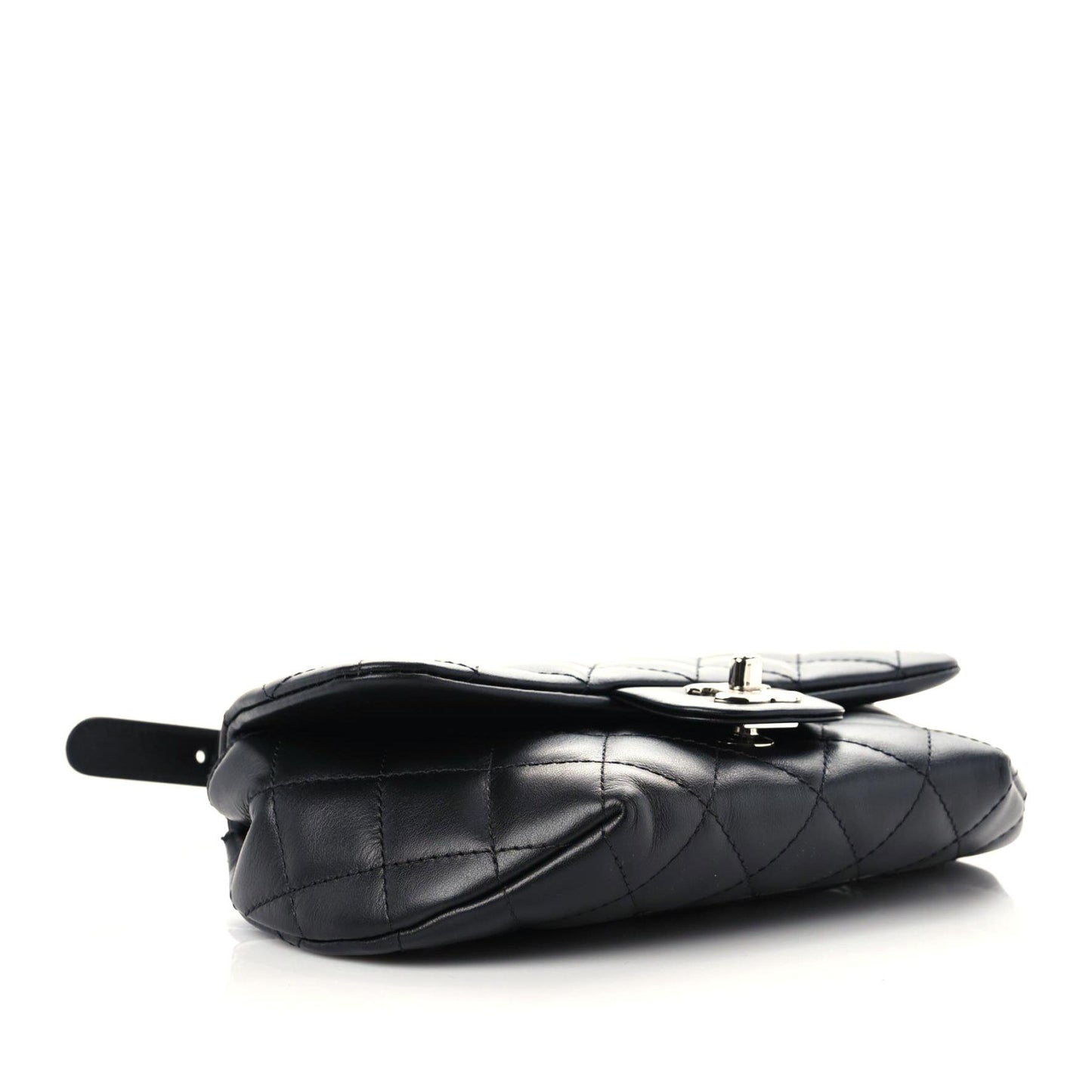 Calfskin Quilted CC Uniform Flap Belt Bag Black