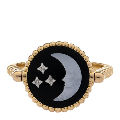 Christian Dior 18K Yellow White Gold Diamond Black Onyx Mother of Pearl Rose Celeste Ring 50 5.25 3 of 5