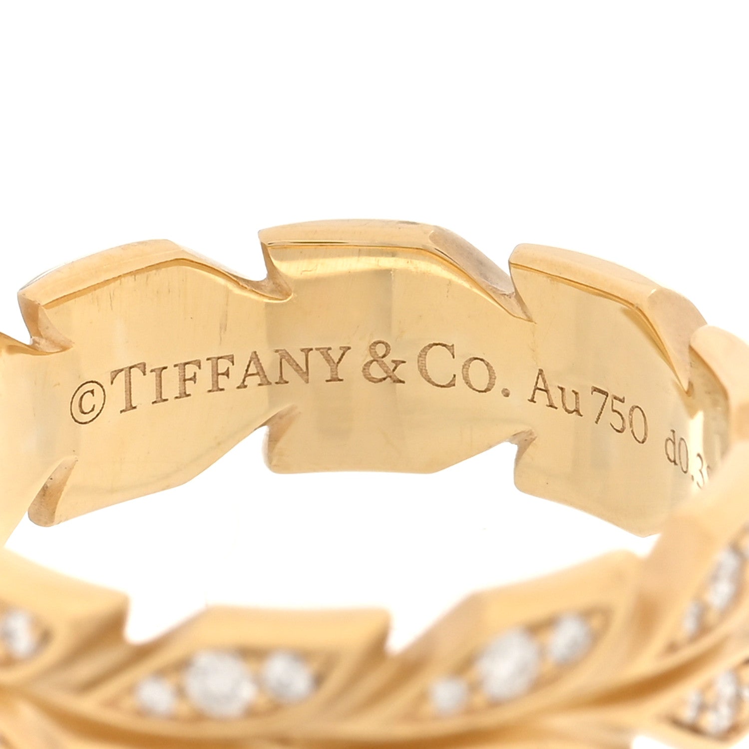 Tiffany 18K Yellow Gold Diamond Victoria Vine Band Ring 53 6.5 4 of 6
