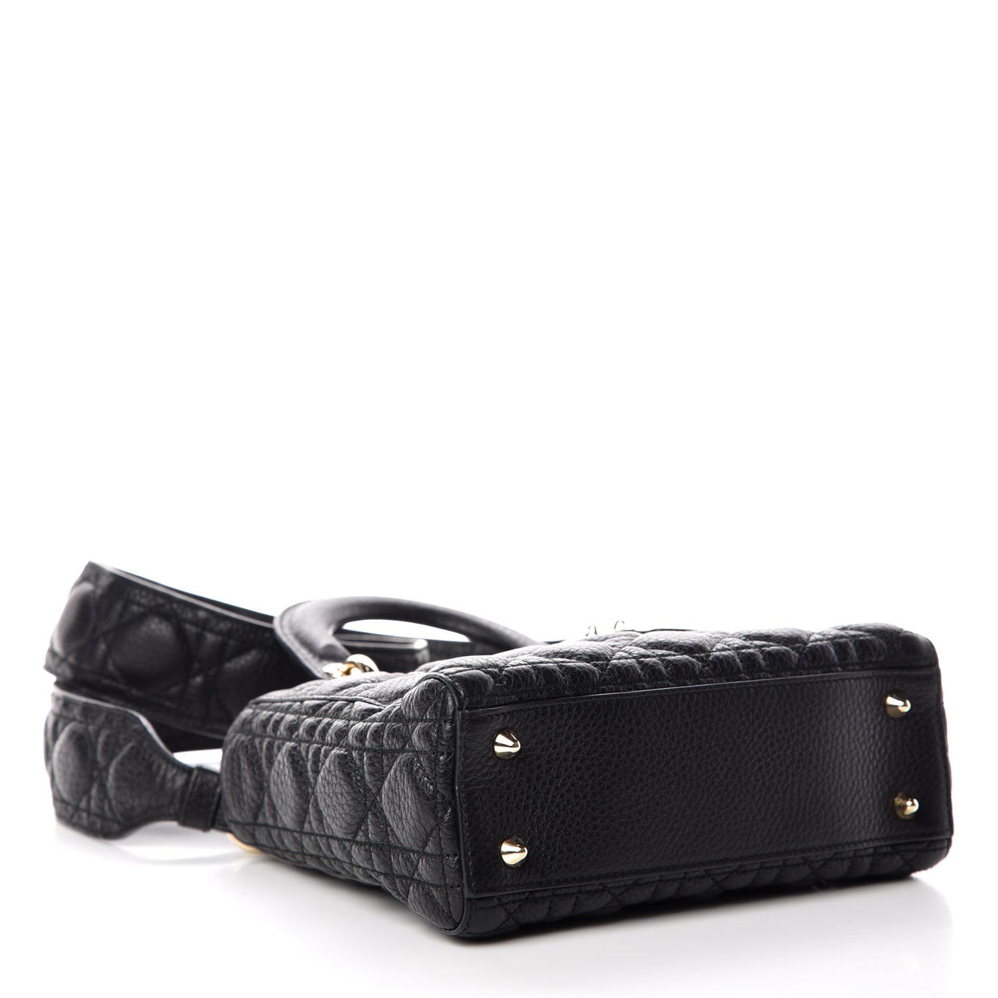 Grained Calfskin Cannage Small Supple Lady Dior Black