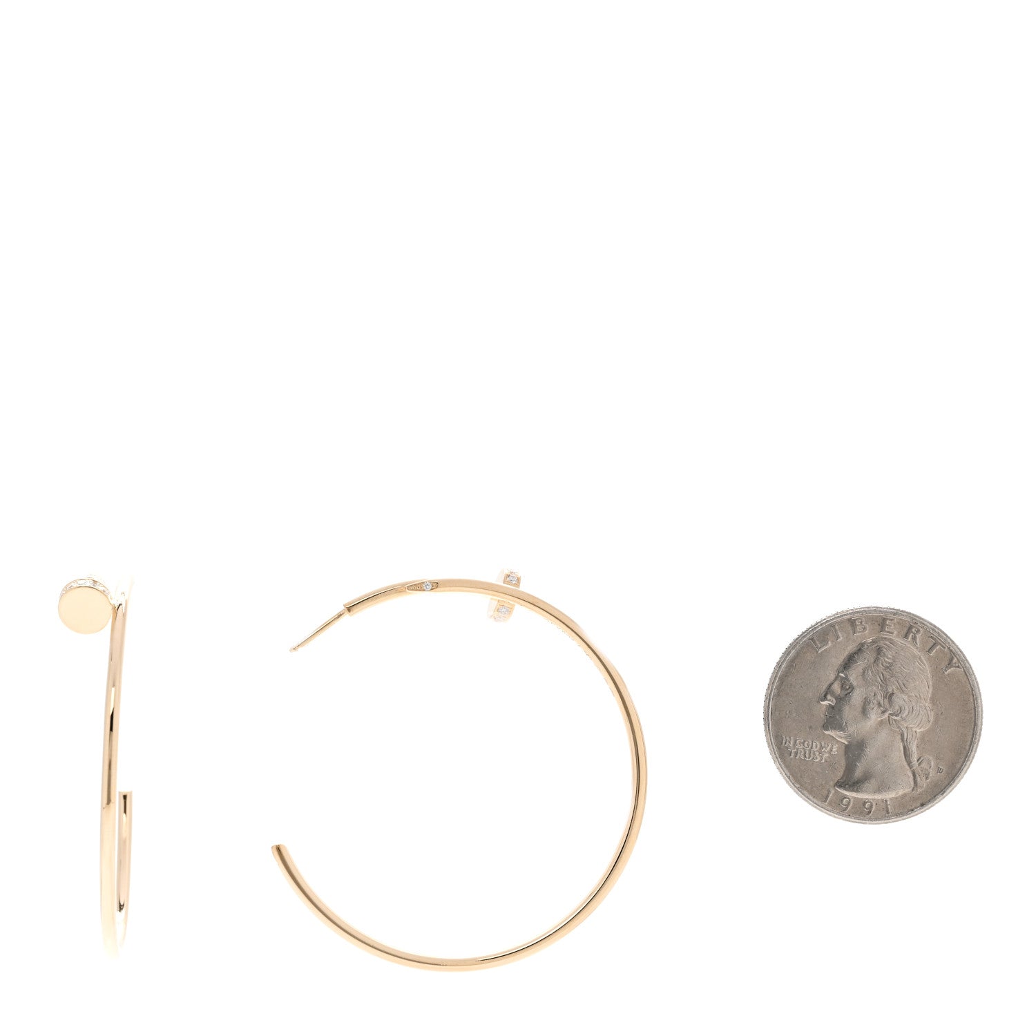 Cartier 18K Yellow Gold Diamond Juste Un Clou Hoop Earrings 2 of 4