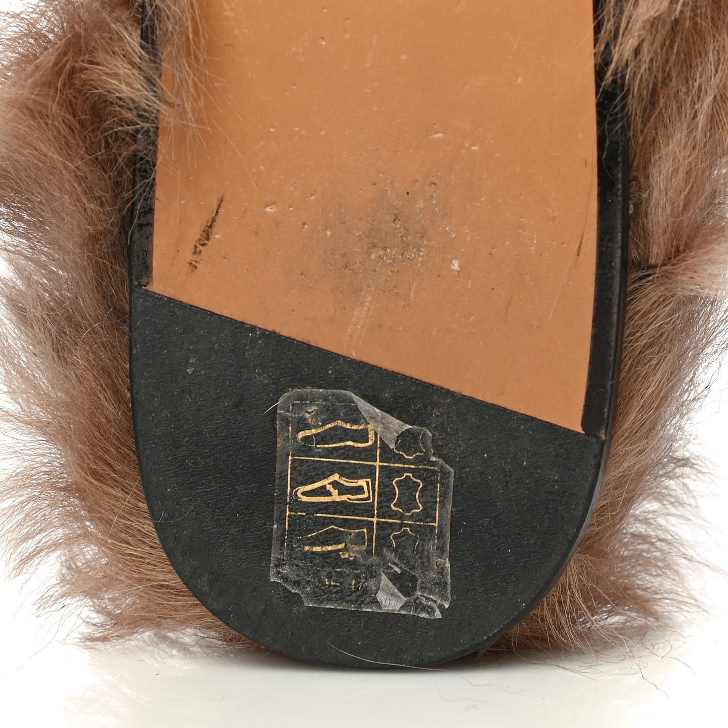 Calfskin Fur Womens Princetown Slippers 36.5 Brown