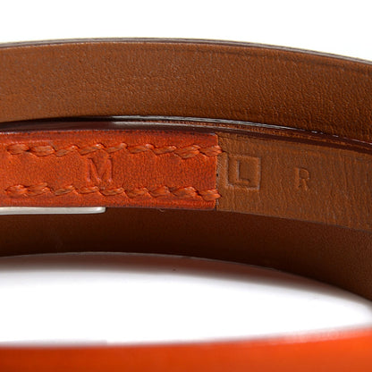 Hermes Tadelakt Hapi 3 MM Triple Tour Wrap Bracelet Size Medium Orange 5 of 9
