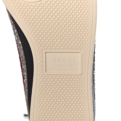Gucci Calfskin Glitter Crystal Womens Sylvie Web Falacer Sneakers 36 Black 6 of 10