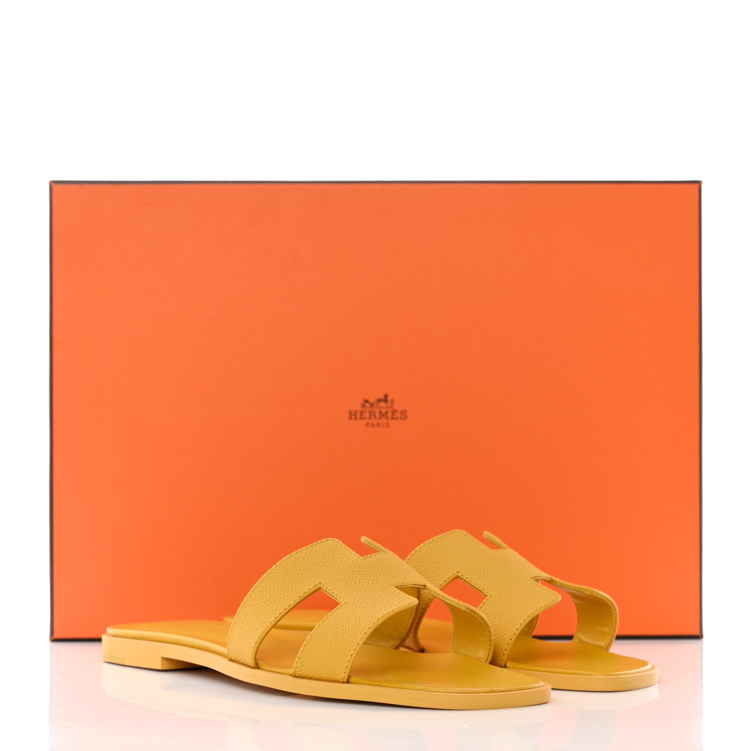 Hermes Epsom Oran Sandals 38.5 Jaune Sable 9 of 9