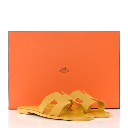 Hermes Epsom Oran Sandals 38.5 Jaune Sable 9 of 9