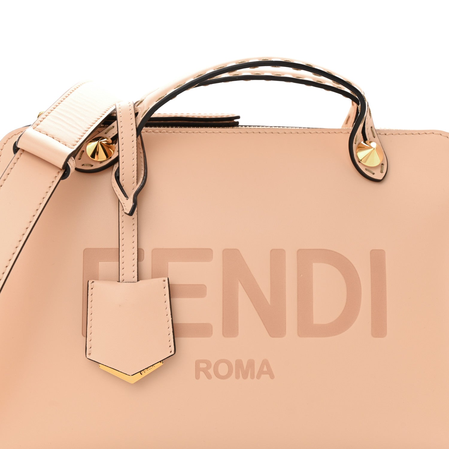 Fendi Vitello King Logo Embossed Medium By The Way Boston Bag Light Rose 8 of 15