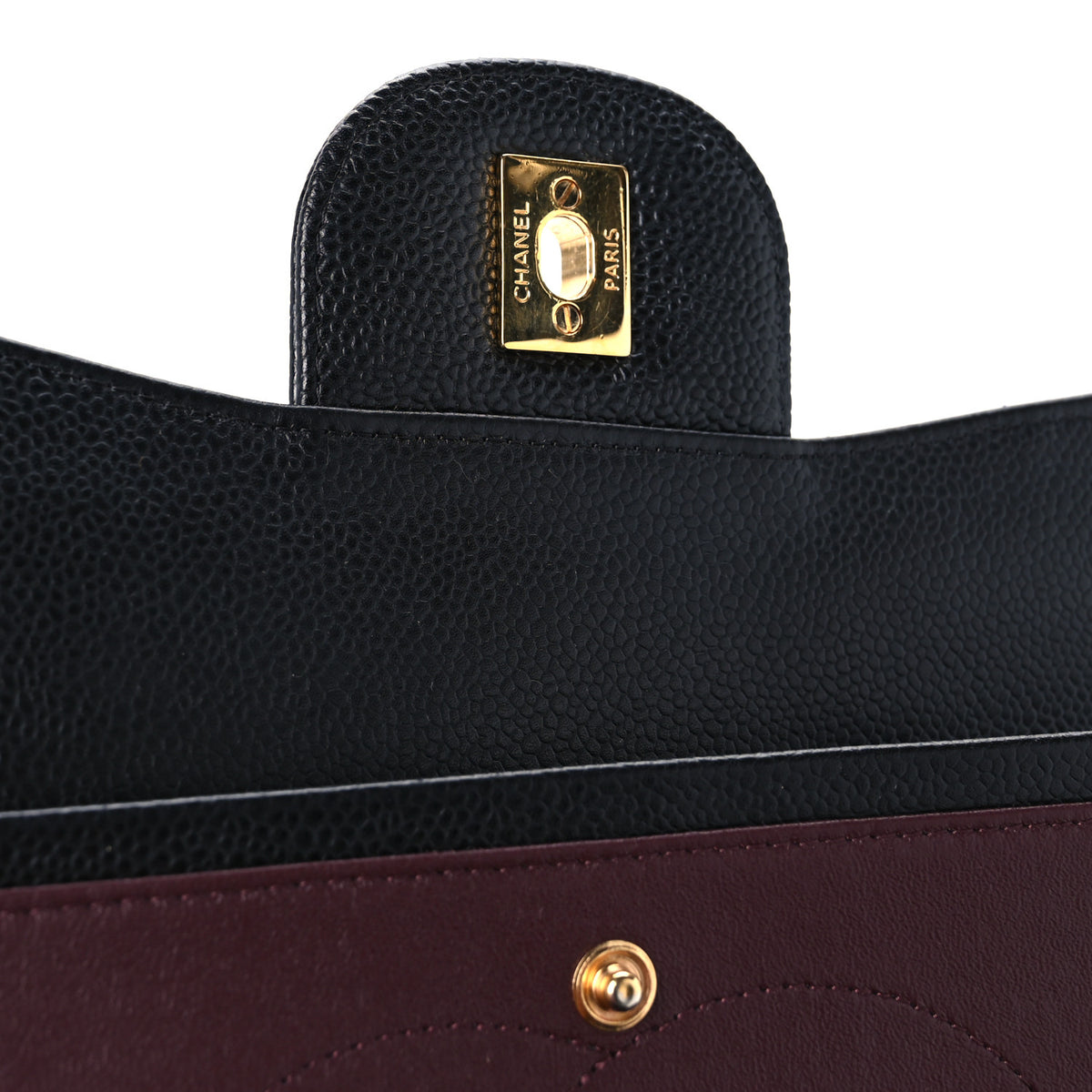 Caviar Quilted Jumbo Double Flap Black