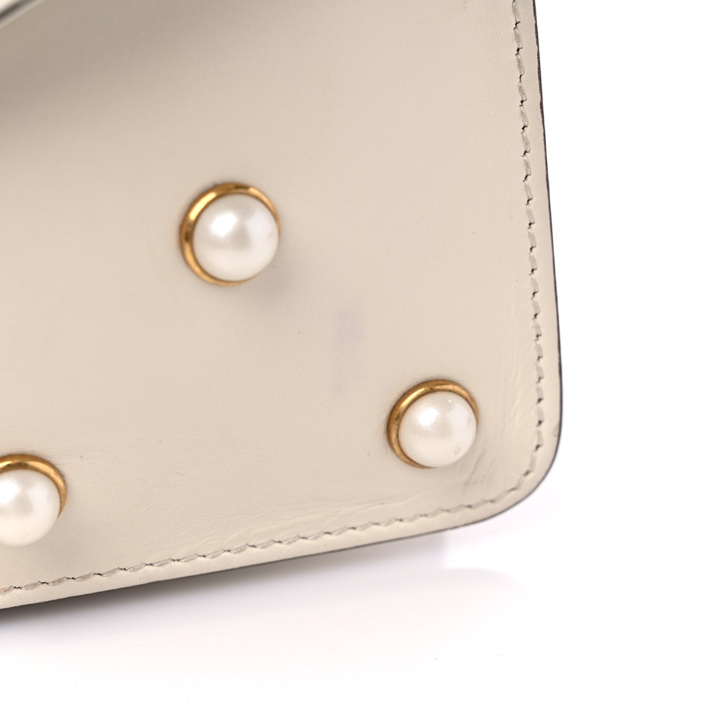 Nappa Pearl Studded Mini Queen Margaret Broadway Shoulder Bag Mystic White