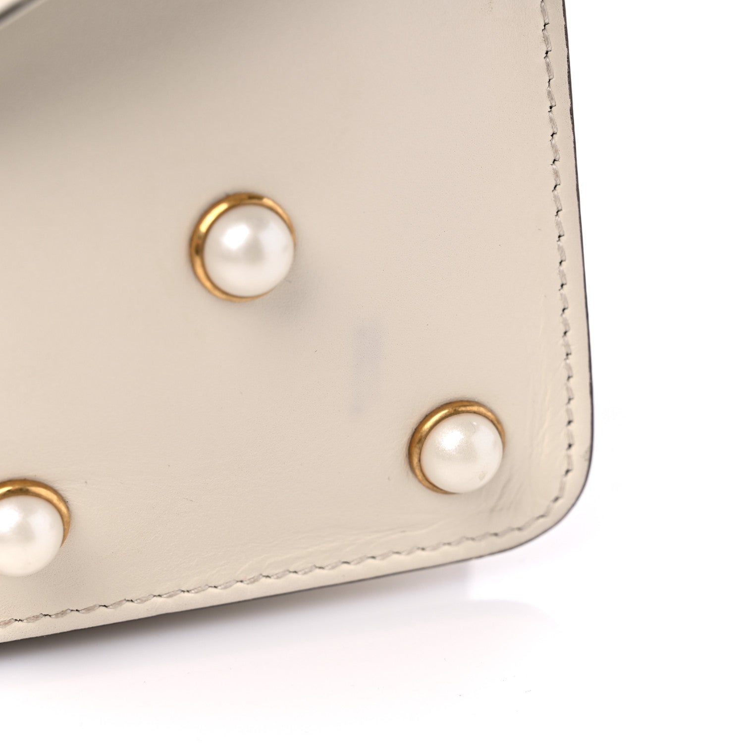 Gucci Nappa Pearl Studded Mini Queen Margaret Broadway Shoulder Bag Mystic White 12 of 14