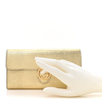 Gucci Laminated Lizard Icon Continental Wallet Gold 2 of 11