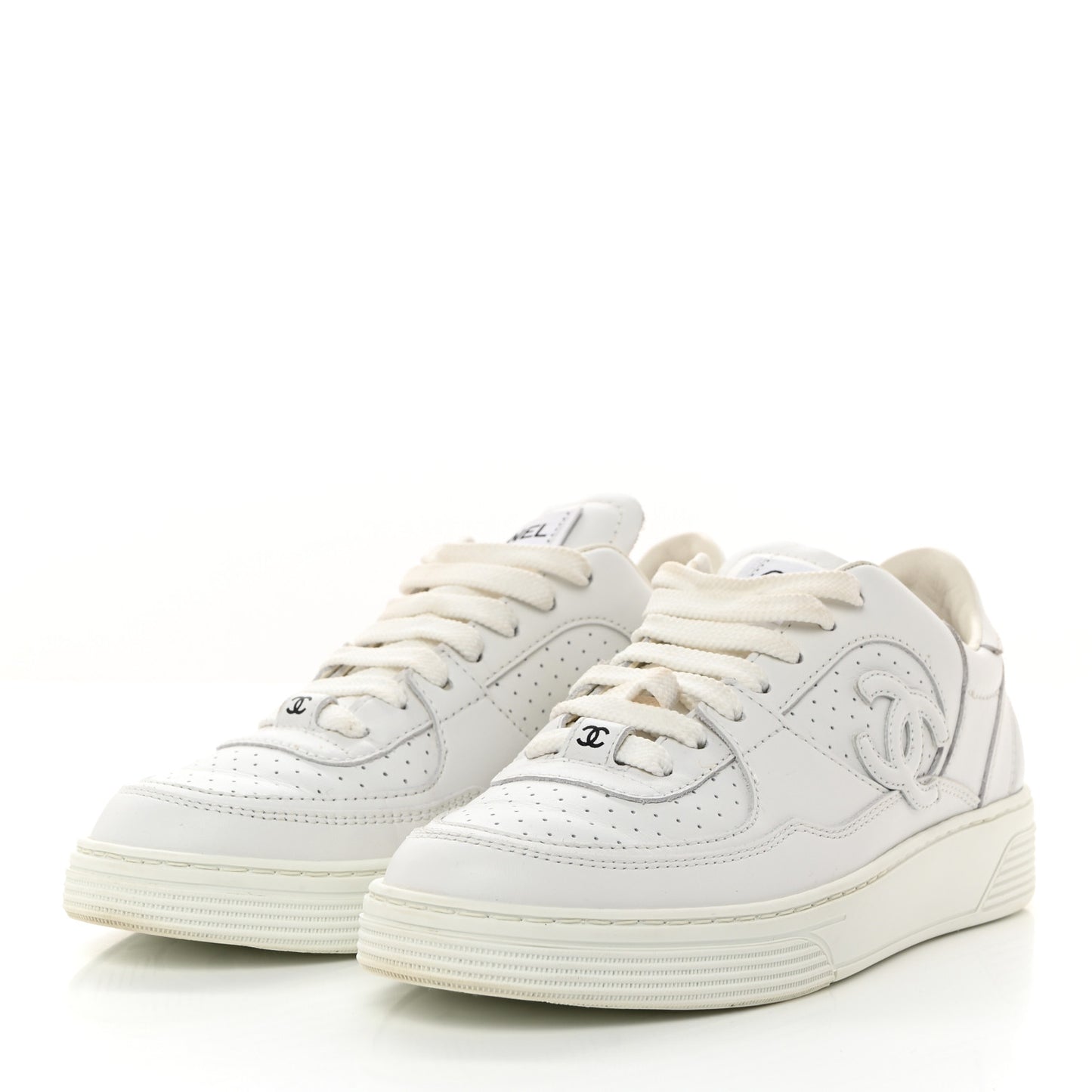 Calfskin CC Womens Sneakers 36.5 White