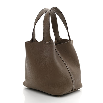 Hermes Taurillon Clemence Picotin Lock 22 MM Etoupe 2 of 9