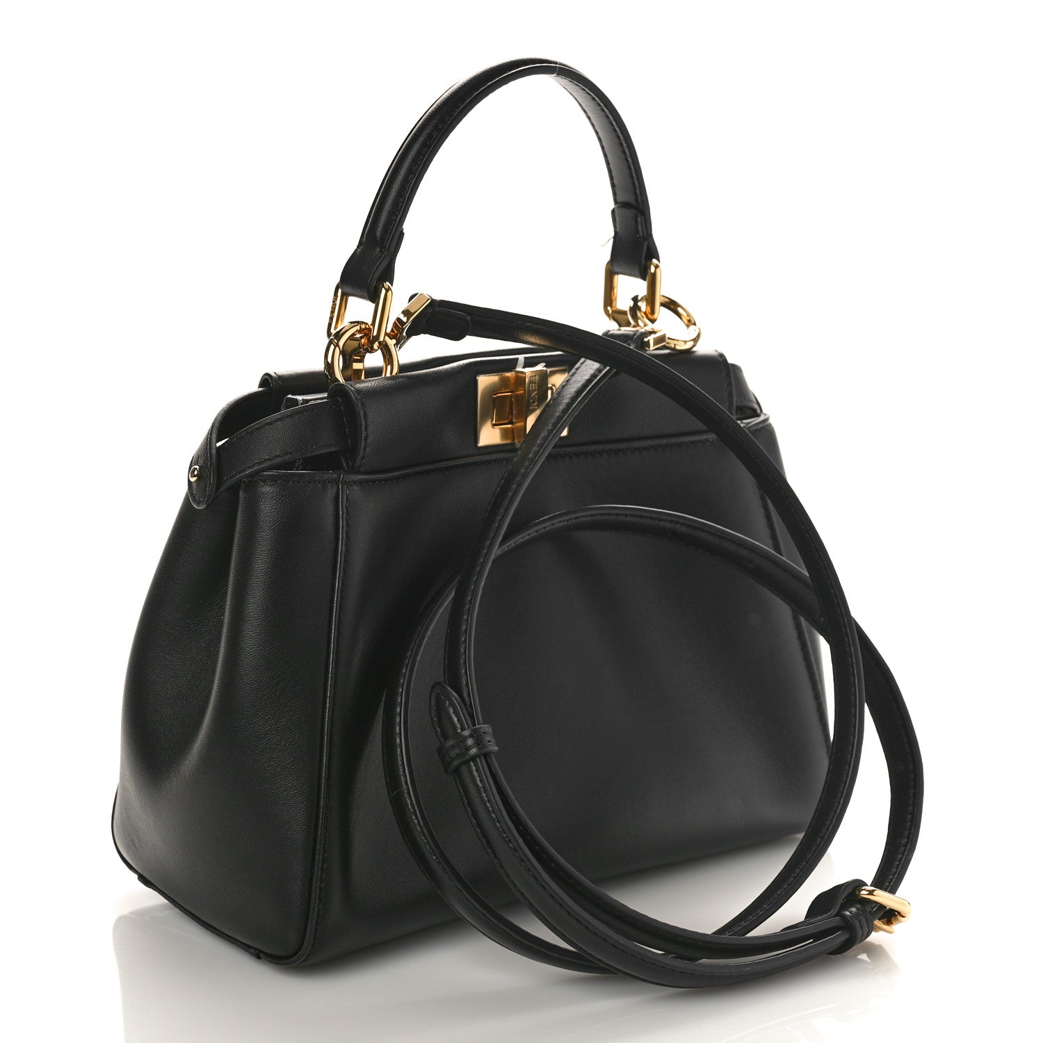 Fendi Nappa Mini Peekaboo Iconic Satchel Black 3 of 10
