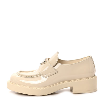 Prada Vernice Metal Triangle Logo 50mm Loafers 37 Avorio 1 of 9