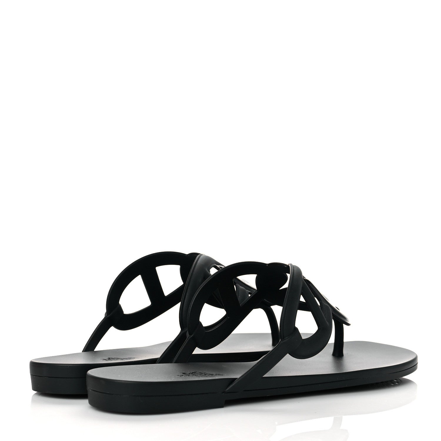 Hermes Rubber Womens Egerie Sandals 40 Black 4 of 8