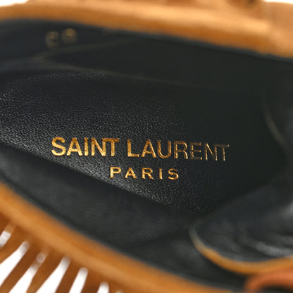 Saint Laurent Suede Babies 90 Fringe Ankle Boots 37 Light Tan 7 of 9