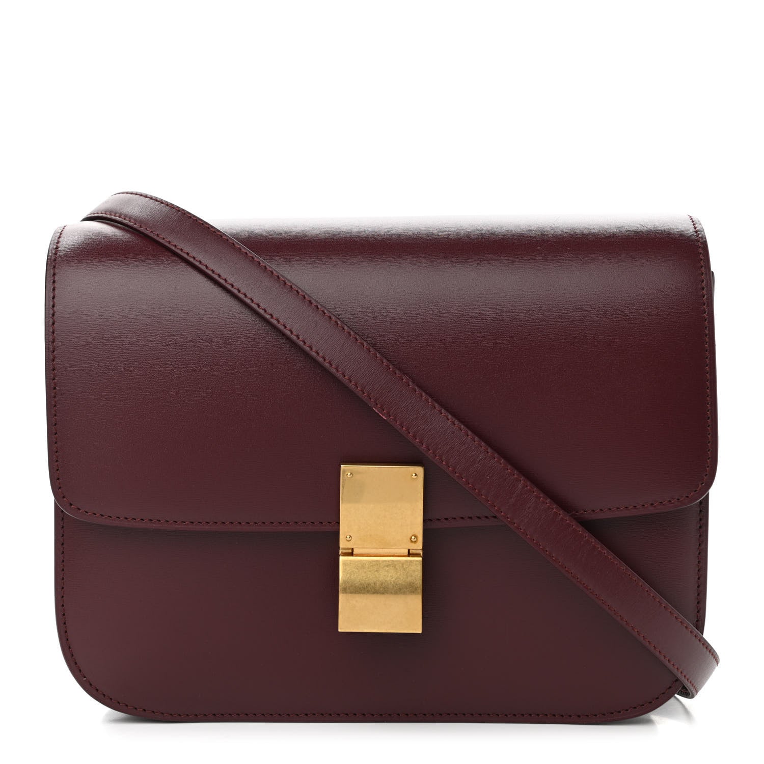 Celine Box Calfskin Medium Classic Box Flap Bag Burgundy 1 of 16