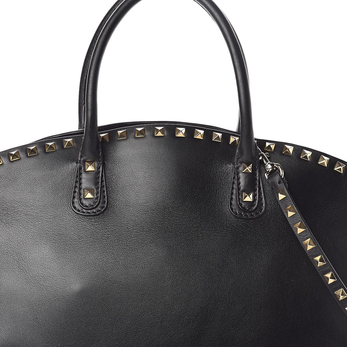 Vitello Rockstud Dome Shopper Black