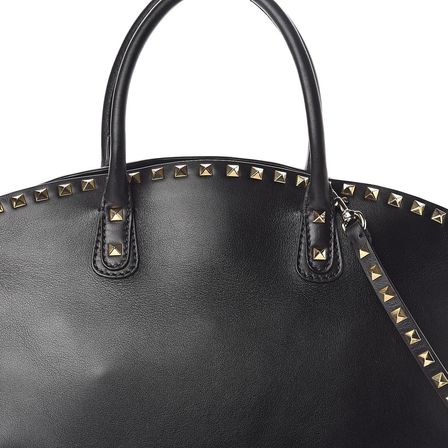 Valentino Garavani Vitello Rockstud Dome Shopper Black 8 of 13
