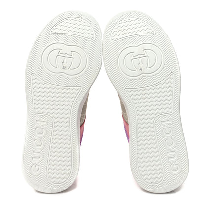 Gucci Calfskin GG Supreme Monogram Perforated Womens Platform 55mm Sneakers 39 Wild Cherry Beige Mystic White Bright Purple 5 of 9