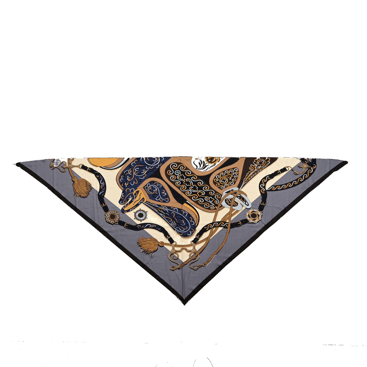Silk Festival des Amazones Triangle Scarf Gris Acier Creme
