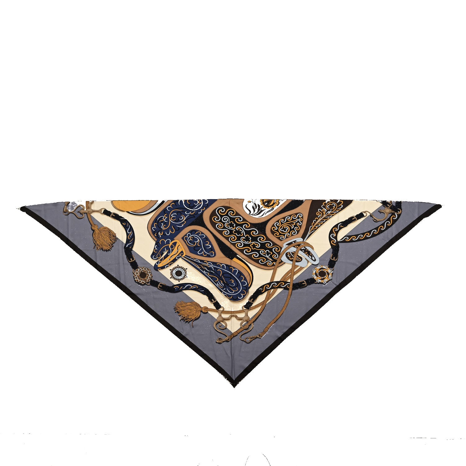 Hermes Silk Festival des Amazones Triangle Scarf Gris Acier Creme 1 of 4