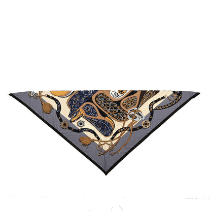 Hermes Silk Festival des Amazones Triangle Scarf Gris Acier Creme 1 of 4