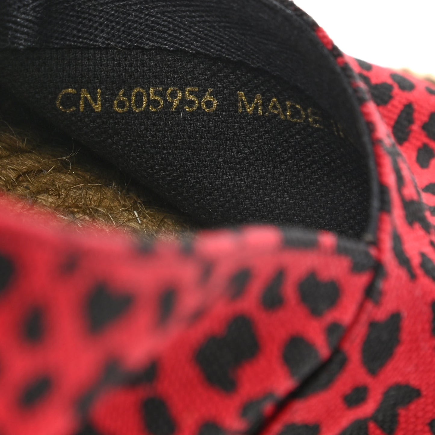 Canvas Leopard Print Espadrilles 38 Red Black