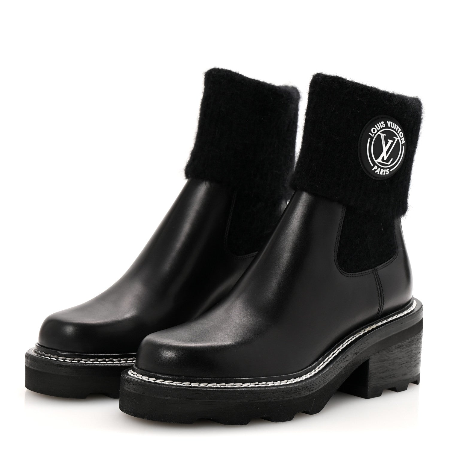 Louis Vuitton Calfskin Beaubourg Ankle Boots 37 Black 4 of 9