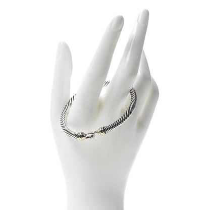 David Yurman Sterling Silver 18K Yellow Gold 5mm Cable Classic Buckle Bracelet 2 of 4