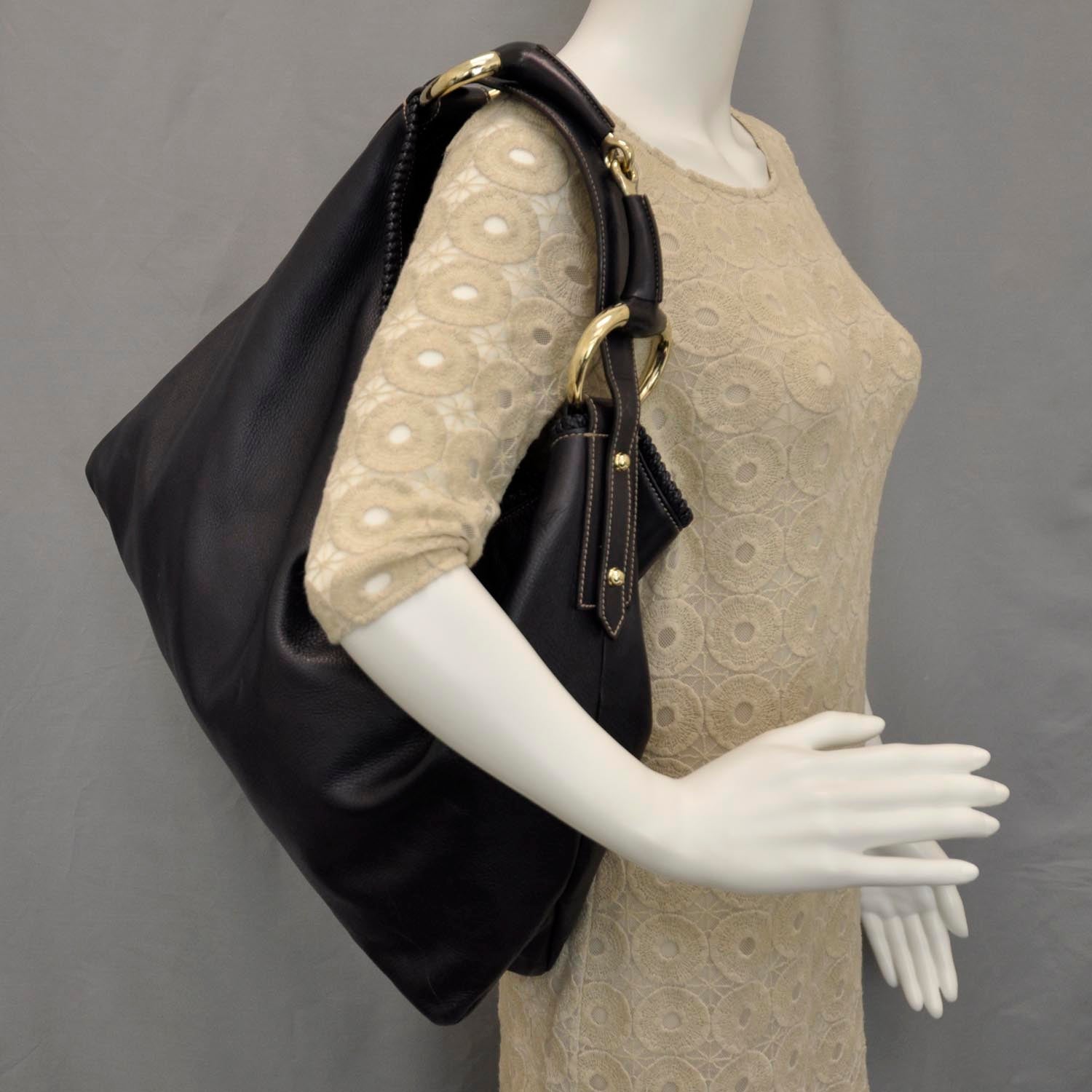 Gucci Leather Large Horsebit Chain Hobo Black 2 of 9
