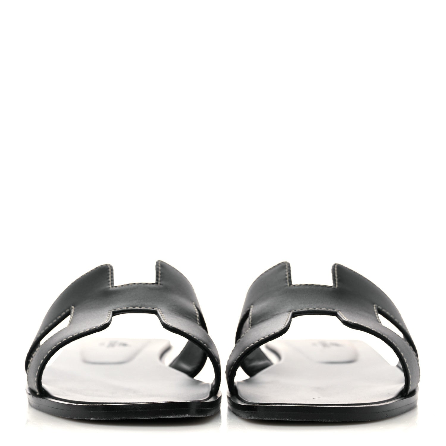 Hermes Box Calfskin Oran Sandals 38 Black 2 of 11