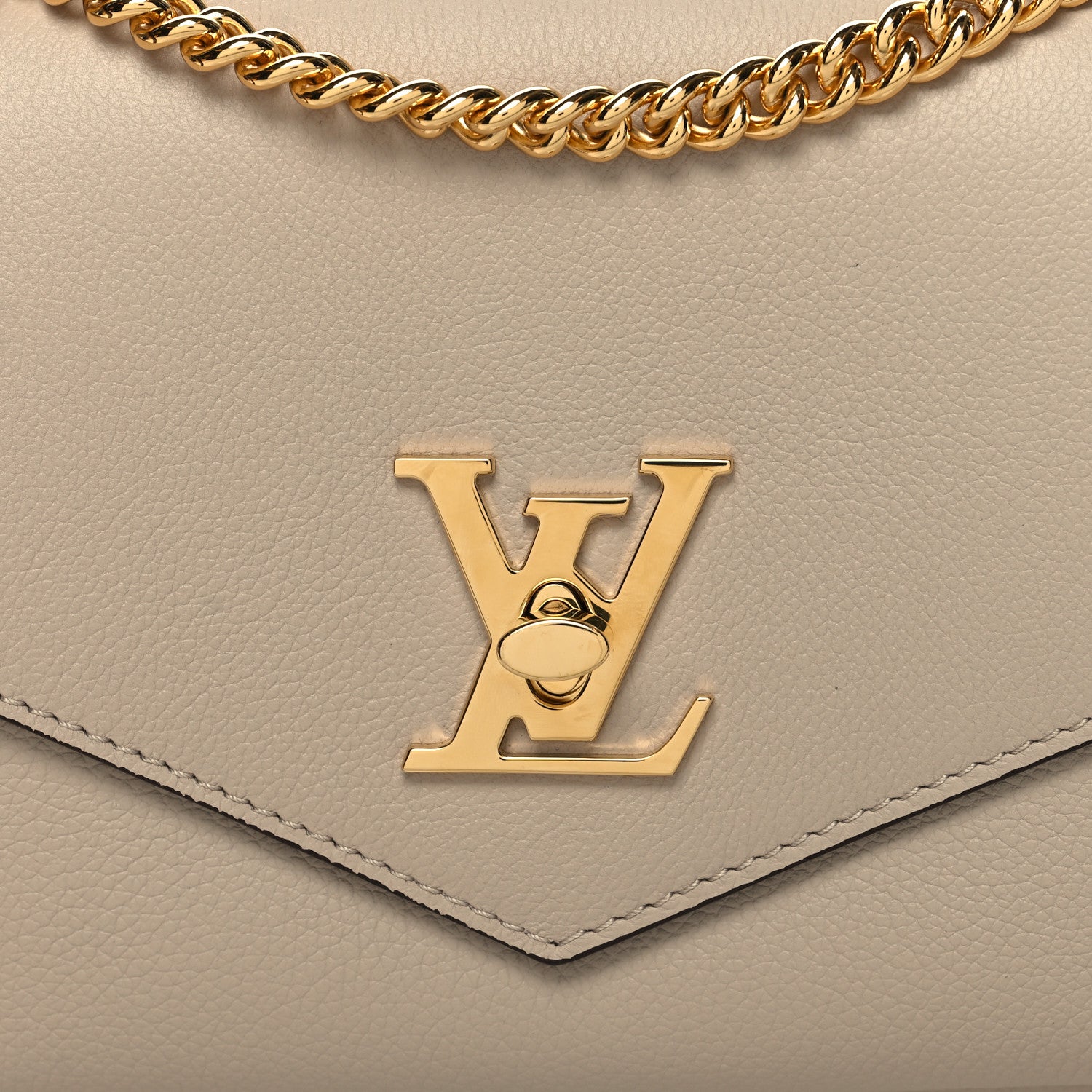 Louis Vuitton Soft Calfskin Mylockme Chain Bag BB Greige 8 of 10