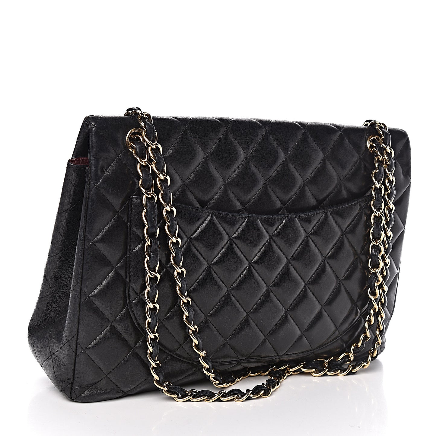 Lambskin Quilted Maxi Single Flap Black