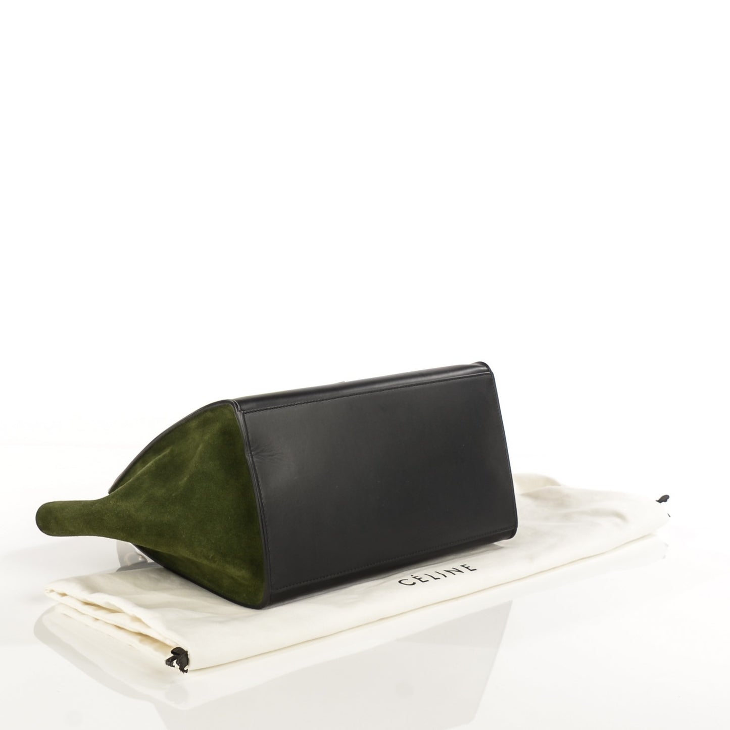 Natural Calfskin Suede Medium Bi-Color Trapeze Black