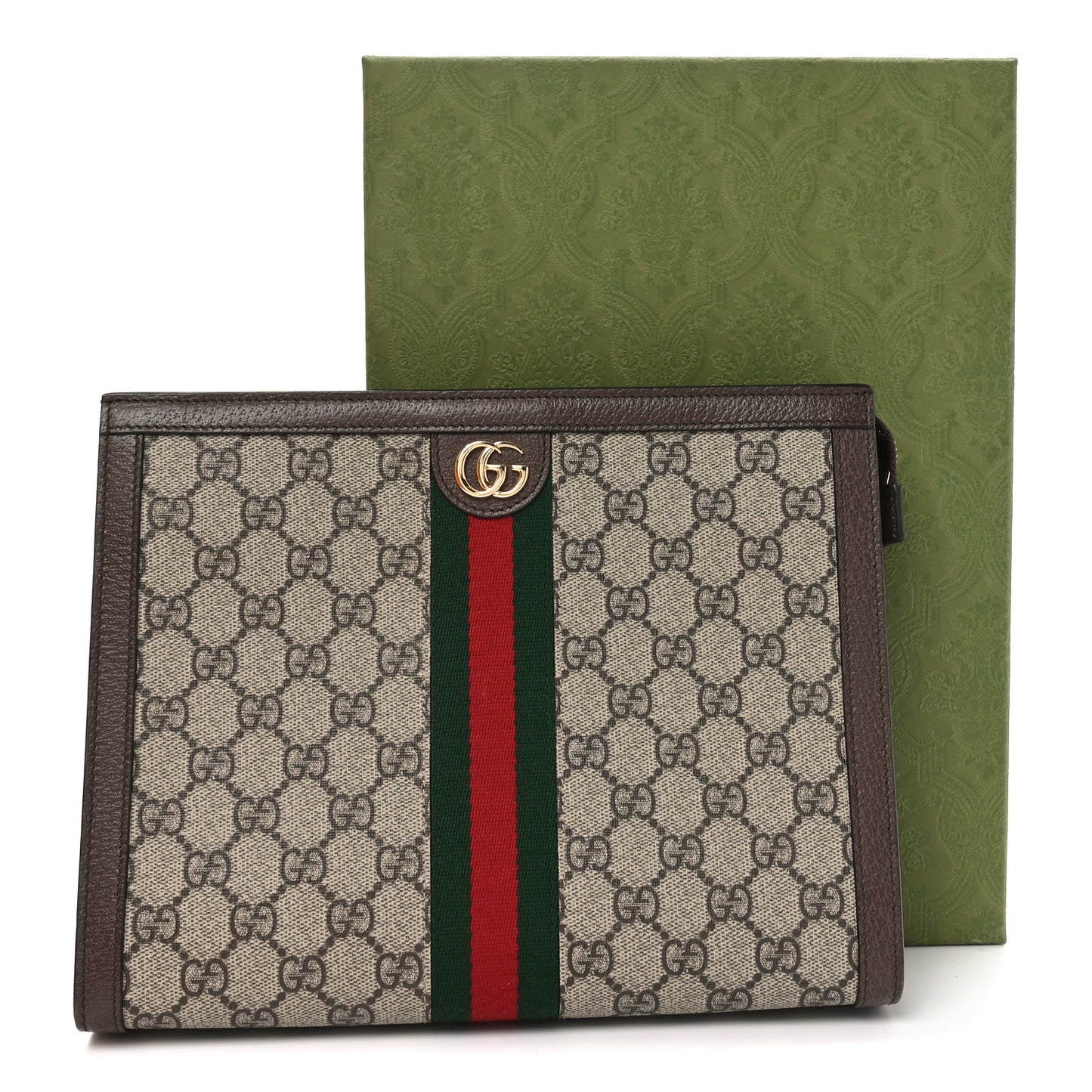 GG Supreme Monogram Web Ophidia Pouch Brown