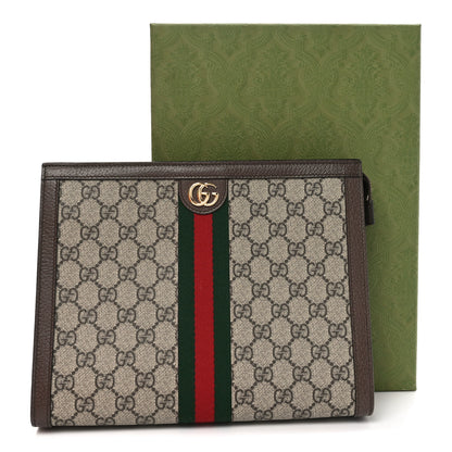 Gucci GG Supreme Monogram Web Ophidia Pouch Brown 10 of 10